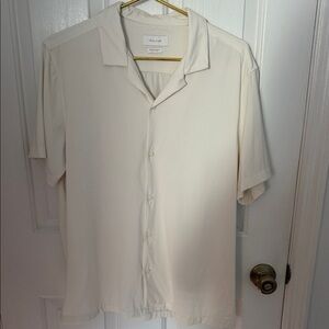 Men's Porter & Ash Kinetic Stretch Cream Short Sleeve Button Down Shirt